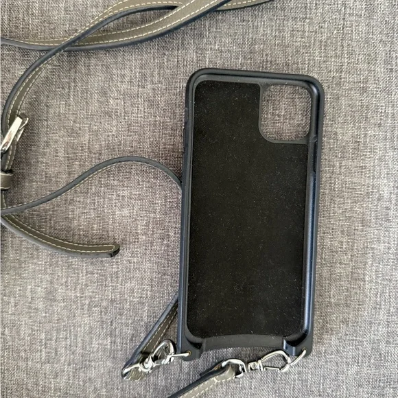 Bandolier Gray & Black Leather Crossbody Phone Case for iPhone 11 Pro Max - Picture 2 of 2